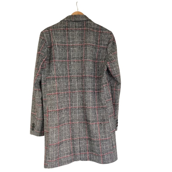 BNWT ARAY Mens Womens Unisex Plaid/Black & White Check Tweed Overcoat UK LARGE - Picture 2 of 13